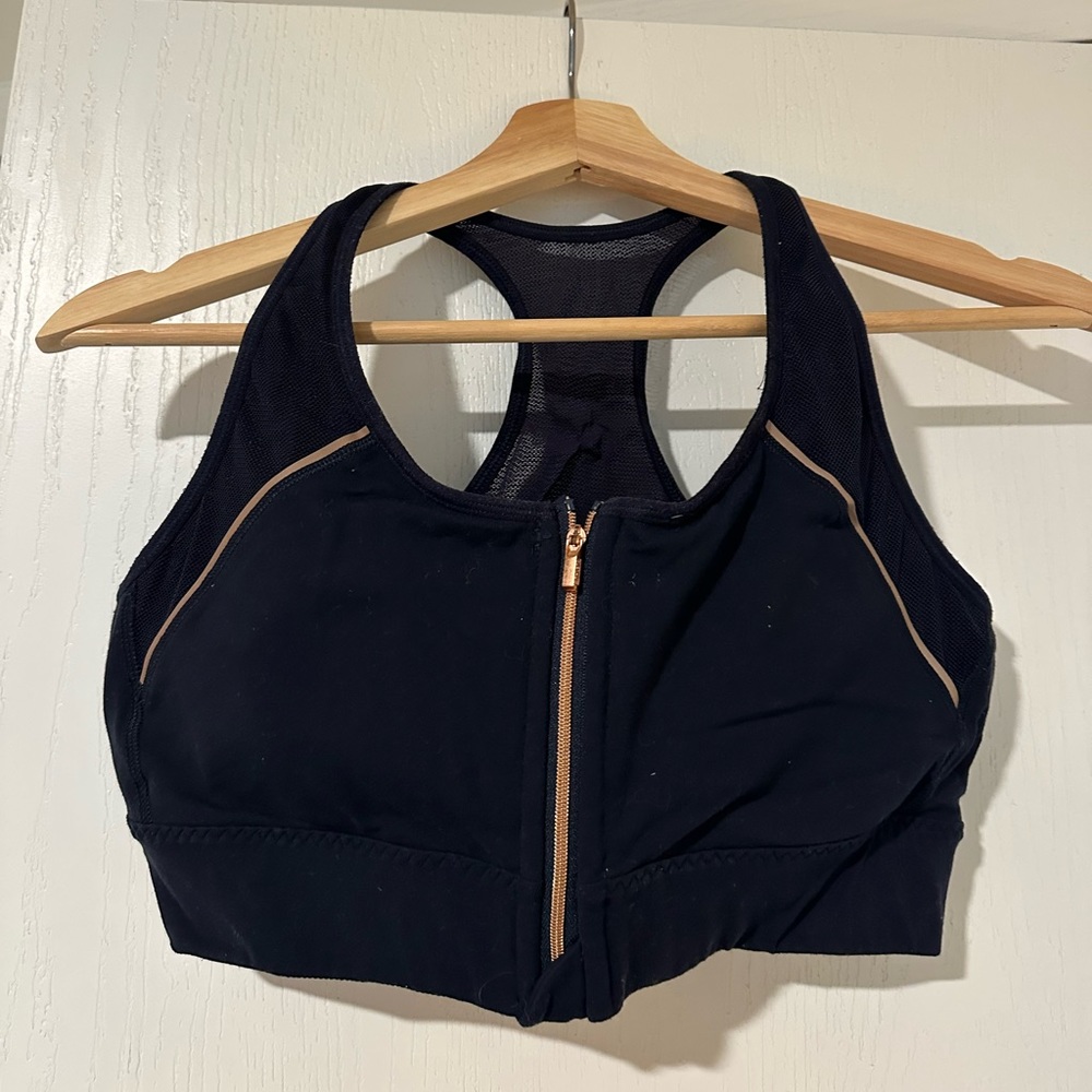Athleta Rose Gold Zip Sports Bra